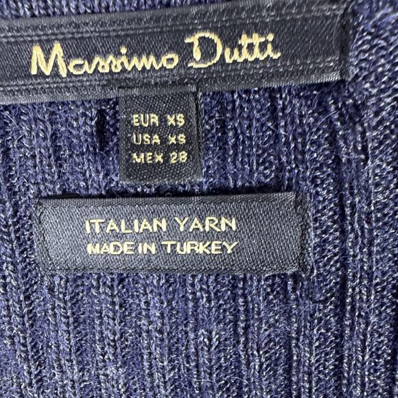 Massimo Dutti Blue Open Front Wool Alpaca Viscose Blend Knit Sweater Navy XS - Picture 6 of 8